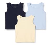 Amazon Essentials Boys' 100% Cotton Breathable Vests, Pack of 3, Beige/Light Blue/Navy, 5 Years