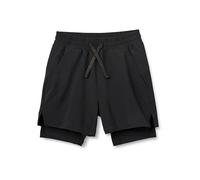 Amazon Essentials Boys' Active Performance Stretch Woven Athletic Training Shorts with Liner, Black, 10 Years