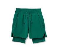 Amazon Essentials Boys' Active Performance Stretch Woven Athletic Training Shorts with Liner, Dark Green, 8 Years