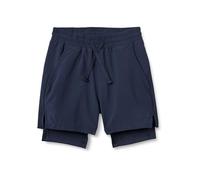 Amazon Essentials Boys' Active Performance Stretch Woven Athletic Training Shorts with Liner, Navy, 10 Years