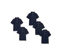Amazon Essentials Boys' Classic-Fit Cotton Pique Short-Sleeve School Uniform Polo Shirts, Pack of 5, Navy, 10 Years