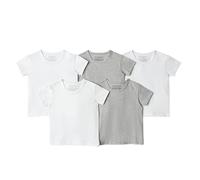 Amazon Essentials Boys' Cotton Jersey Crew Neck Vest, Pack of 5, Light Grey Heather / White, 4 Years