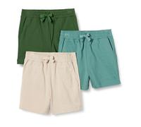 Amazon Essentials Boys' Cotton Jersey Shorts, Pack of 3, Dark Olive/Sage Green/Taupe, Small