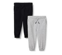 Amazon Essentials Boy's Cotton Joggers, Pack of 2, Black/Light Grey Heather, 2 Years