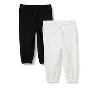 Amazon Essentials Boys' Cotton Joggers, Pack of 2, Black/White, 6-7 Years