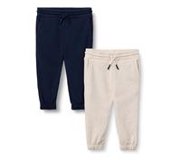 Amazon Essentials Boy's Cotton Joggers, Pack of 2, Oatmeal Heather/Navy, 7-8 Years