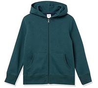 Amazon Essentials Boys' Fleece Zip-Up Hoodie Sweatshirt, Dark Green, 9 Years