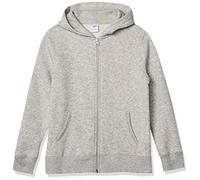 Amazon Essentials Boys' Fleece Zip-Up Hoodie Sweatshirt, Light Grey Heather, 6-7 Years