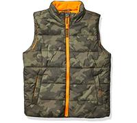 Amazon Essentials Boys' Heavyweight Outerwear Puffer Vest, Military Green Camouflage, 4 Years