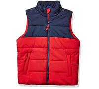 Amazon Essentials Boys' Heavyweight Outerwear Puffer Vest, Navy Red Colour Block, 4 Years