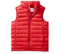 Amazon Essentials Boys' Lightweight Water-Resistant Packable Hooded Puffer Vest, Red, 8 Years