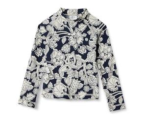 Amazon Essentials Boys' Long-Sleeve UPF 50 Rashguard T-Shirt, Navy Folk Floral, 8 Years