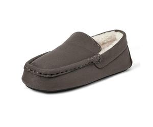 Amazon Essentials Boys' Moccasin Slipper, Grey, 4 UK