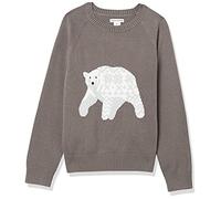 Amazon Essentials Boys' Pullover Crewneck Sweater, Dark Grey White Polar Bear, 2 Years