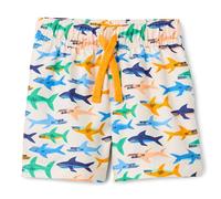 Amazon Essentials Boys' Regular-Fit Quick-Dry Swimming Board Shorts, Ivory Sharks, 4 Years