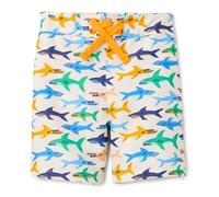 Amazon Essentials Boys' Regular-Fit Quick-Dry Swimming Board Shorts, Ivory Sharks, 9 Years
