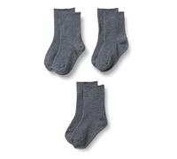 Amazon Essentials Boys' Ribbed Crew School Socks, Lightweight Flat-Knit, 3 Pairs, Grey, L (8-12 Years)