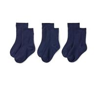 Amazon Essentials Boys' Ribbed Crew School Socks, Lightweight Flat-Knit, 3 Pairs, Navy, L (8-12 Years)