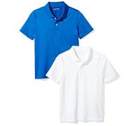 Amazon Essentials Boys' Short-Sleeve Active Performance Polo Shirts, Pack of 2, Royal Blue/White, XX-Large