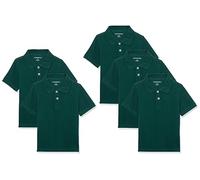 Amazon Essentials Boys' Short-Sleeve School Uniform Pique Polo Shirts, Pack of 5, Dark Green, 11-12 Years
