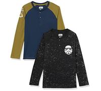 Amazon Essentials Disney | Marvel | Star Wars Boys and Toddlers' Long-Sleeve Henley T-Shirts, Pack of 2