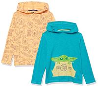 Amazon Essentials Disney | Marvel | Star Wars Boys' Lightweight Hooded Long-Sleeve T-Shirts, Pack of 2, Star Wars Child, 4 Years