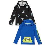 Amazon Essentials Disney | Marvel | Star Wars Boys' Lightweight Hooded Long-Sleeve T-Shirts, Pack of 2, Toy Story Space, 2 Years