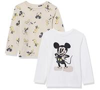 Amazon Essentials Disney | Marvel | Star Wars Boys' Long-Sleeve T-Shirts, Pack of 2, Wavy Mickey, 9 Years
