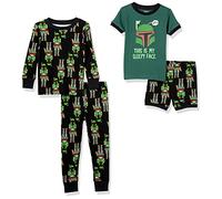 Amazon Essentials Disney | Marvel | Star Wars Boys' Pyjama Set (Previously Spotted Zebra), Pack of 2, Black/Green, Star Wars Boba Fett Logo, 3 Years