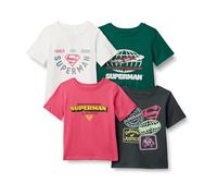 Amazon Essentials Disney | Marvel | Star Wars Boys' Relaxed-Fit Cotton Jersey Short-Sleeve T-Shirts, Pack of 4, Superman Justice, 4 Years