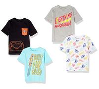 Amazon Essentials Disney | Marvel | Star Wars Boys' Short-Sleeve T-Shirts, Pack of 4, Cars/Lightning Mcqueen, 11-12 Years