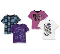 Amazon Essentials Disney | Marvel | Star Wars Boys' Short-Sleeve T-Shirts, Pack of 4, Marvel Black Panther, 2 Years