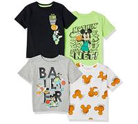 Amazon Essentials Disney | Marvel | Star Wars Boys' Short-Sleeve T-Shirts, Pack of 4, Mickey Basketball, 8 Years