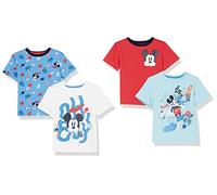 Amazon Essentials Disney | Marvel | Star Wars Boys' Short-Sleeve T-Shirts, Pack of 4, Mickey Print, 8 Years
