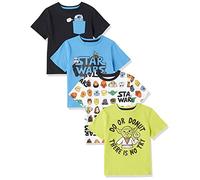 Amazon Essentials Disney | Marvel | Star Wars Boys' Short-Sleeve T-Shirts, Pack of 4, Multicolored, 6-7 Years