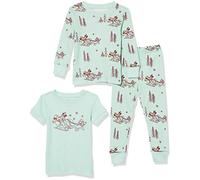 Amazon Essentials Disney | Marvel | Star Wars Boys' Snug-Fit Cotton Pyjama Sleepwear Sets, 3-piece Mickey Winter Set, 6-7 Years
