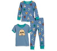 Amazon Essentials Disney | Marvel | Star Wars Boys' Snug-Fit Cotton Pyjama Sleepwear Sets, Pack of 3, 3-Piece Star Wars Navy Rule The Galaxy Set, 9 Years