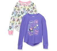 Amazon Essentials Disney | Marvel | Star Wars | Frozen Girls' Long-Sleeve Thermal T-Shirts, Pack of 2, Purple/Minnie, 4 Years