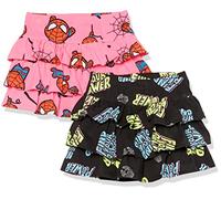 Amazon Essentials Disney | Marvel | Star Wars | Frozen | Princess Girls' Knit Ruffle Scooter Skirts, Pack of 2, Marvel Spider-Man, 4 Years