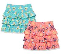 Amazon Essentials Disney | Marvel | Star Wars | Frozen | Princess Girls' Knit Ruffle Scooter Skirts, Pack of 2, Neon Star Wars Child, 10 Years