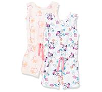 Amazon Essentials Disney | Marvel | Star Wars | Frozen | Princess Girls' Knit Sleeveless Rompers, Pack of 2, Minnie/Beach, 4 Years