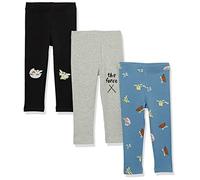 Amazon Essentials Disney | Marvel | Star Wars | Frozen | Princess Girls' Leggings, Pack of 3, 3-Pack Grogu Force, 3 Years