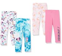 Amazon Essentials Disney | Marvel | Star Wars | Frozen | Princess Girls' Leggings, Pack of 4, Minnie/Beach, 5 Years