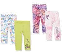 Amazon Essentials Disney | Marvel | Star Wars | Frozen | Princess Girls' Leggings, Pack of 4, Princess/Scribble, 9 Years