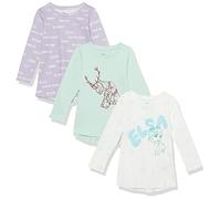 Amazon Essentials Disney | Marvel | Star Wars | Frozen | Princess Girls' Long-Sleeved Tunic T-Shirts, Pack of 3, Frozen Friends, 6-7 Years