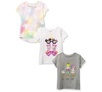 Amazon Essentials Disney | Marvel | Star Wars | Frozen | Princess Girls' Short-Sleeve T-Shirts, Pack of 3, Grey Minnie/Summer/White, 8 Years