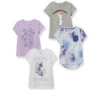 Amazon Essentials Disney | Marvel | Star Wars | Frozen | Princess Girls' Short-Sleeve T-Shirts, Pack of 4, Frozen/Tie Dye, 3 Years