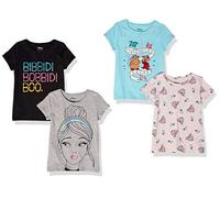 Amazon Essentials Disney | Marvel | Star Wars | Frozen | Princess Girls' Short-Sleeve T-Shirts, Pack of 4, Princess Cinderella, 8 Years