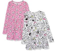 Amazon Essentials Disney | Marvel | Star Wars | Frozen | Princess Toddler Girls' Knitted Long-Sleeved Play Dresses (Previously Spotted Zebra), Pack of 2, Dalmation, 2 Years
