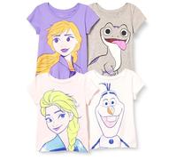 Amazon Essentials Disney | Marvel | Star Wars | Frozen | Princess Toddler Girls' Short-Sleeve T-Shirts, Pack of 4, Frozen 2 Elsa, 2 Years